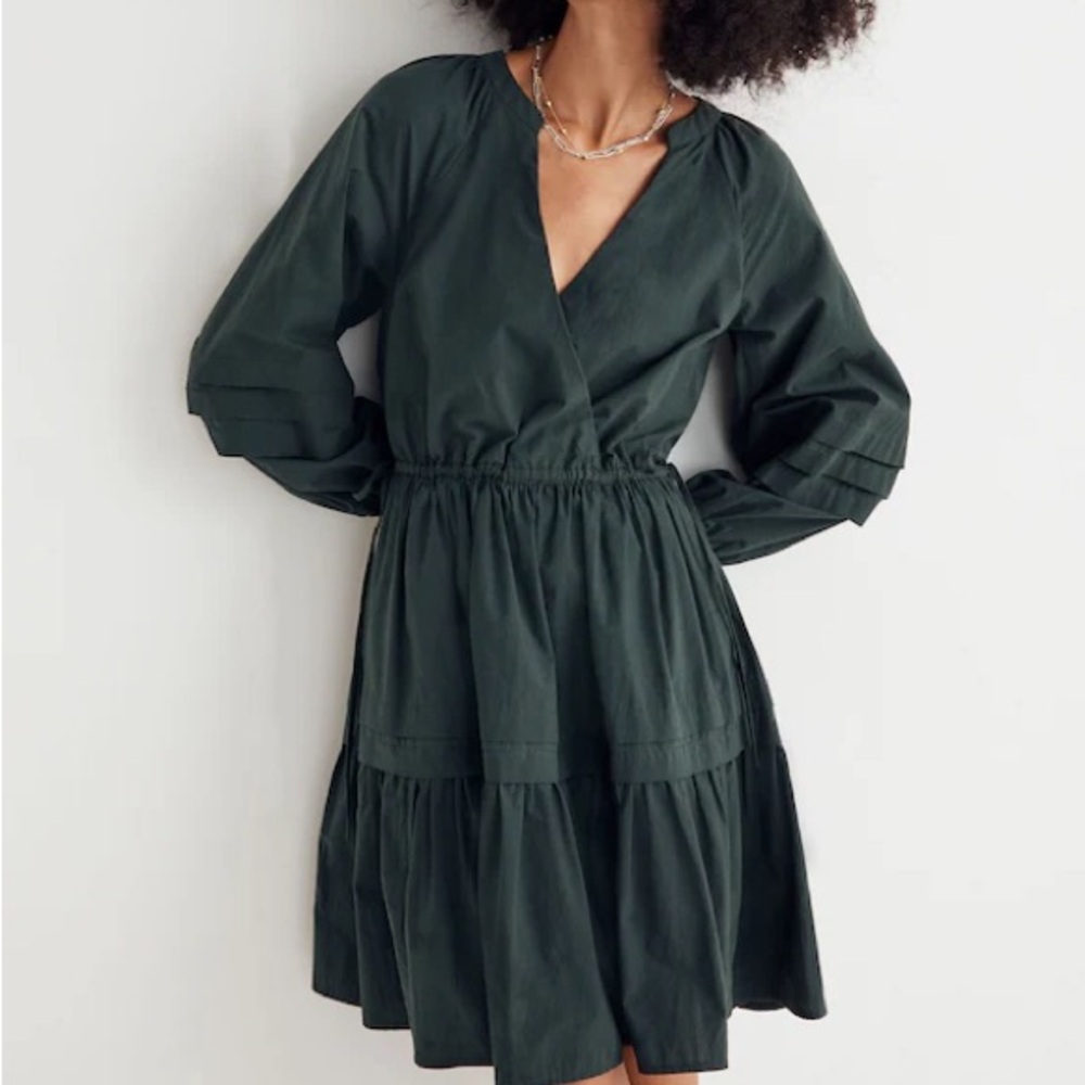 Madewell Crinkle Poplin Wrap Mini dress  S